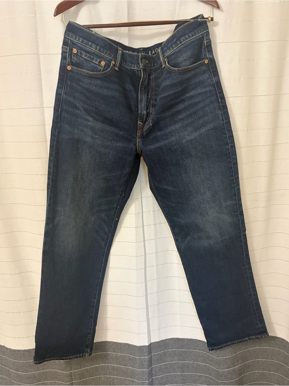 American Eagle Outfitters Men's Dark Blue Straight-Leg Jeans FLEX 33x30